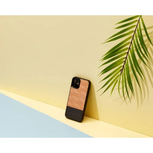 MAN&WOOD puzdro so vzorom rybej kosti nero čierne pre iPhone 12 mini - 3