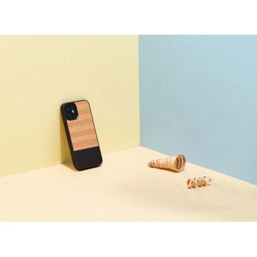MAN&WOOD puzdro so vzorom rybej kosti nero čierne pre iPhone 12 mini - 4