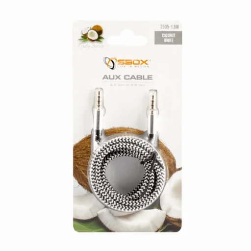 Sbox 3535-1.5W AUX kábel 3,5 mm na 3,5 mm kokosovo biela - 3