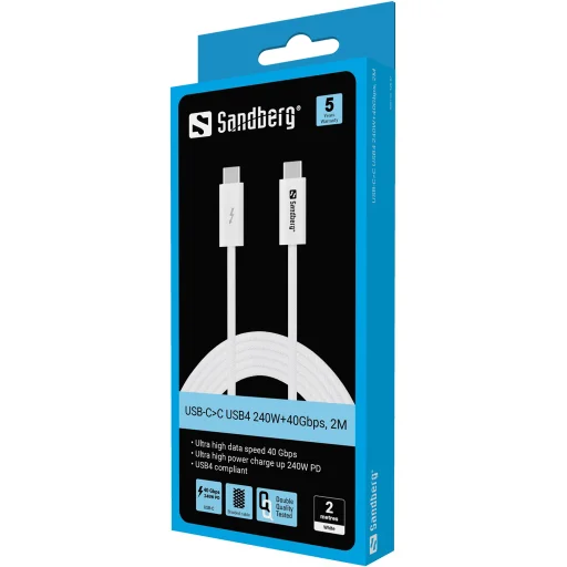 Sandberg 136-57 USB-C 240W PD 40Gbps 2 m USB kábel - 2