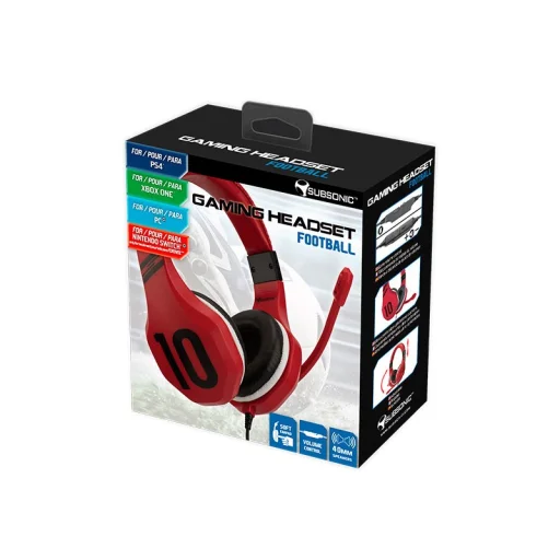 Subsonic Gaming Headset Football červené herné slúchadlá s mikrofónom - 5