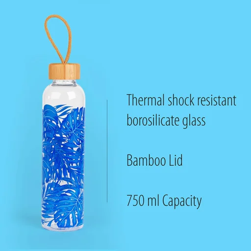 Cambridge CM06992 Esőerdei mintás üveg kulacs 750 ml bambusz fedéllel - 8