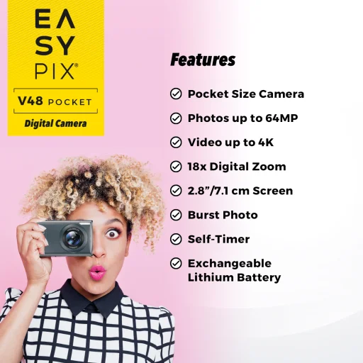 Easypix V48 Pocket Anthrazite kompakt digitális fényképezőgép - 7