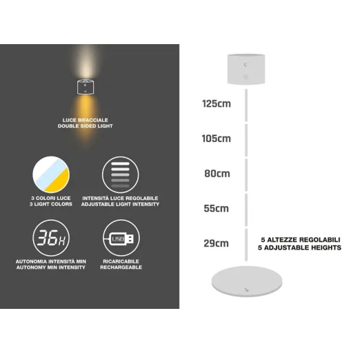 Beper P201UTP305 nabíjateľná, výškovo nastaviteľná LED lampa - 2