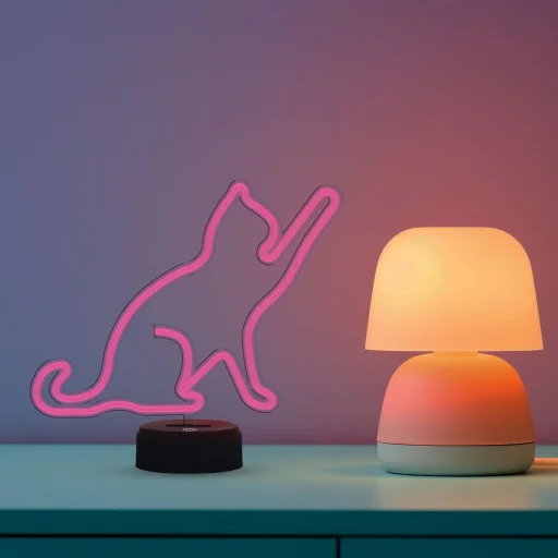 Manta SNL80PK LED lampa svetelná dekorácia v tvare mačky ružová - 2