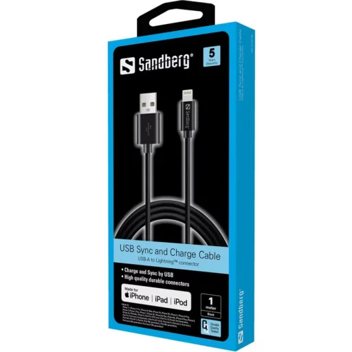 Sandberg 441-39 USB–Lightning MFI 1 m čierny synchronizačný a nabíjací kábel - 2