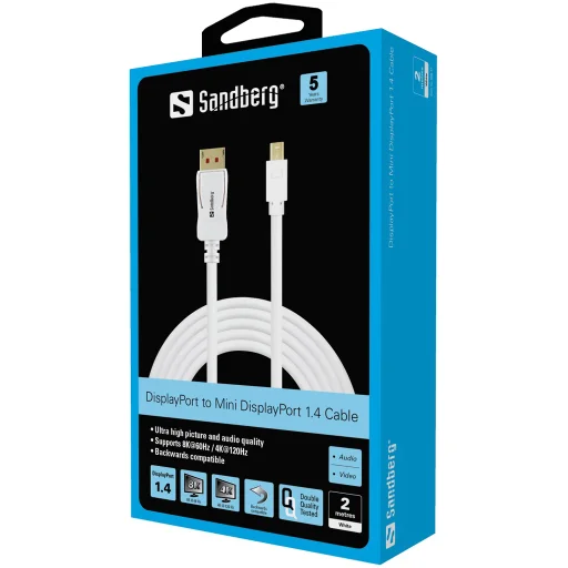 Sandberg 509-17 DP–MiniDP 1.4 8K60Hz 2 m kábel - 2