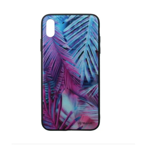 Tellur Cover Glass vzorované puzdro pre iPhone XS MAX, palmový list - 1