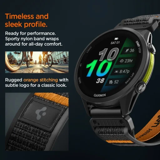 Spigen Athlex Air Garmin QuickFit 22 mm aktívny čierno-oranžový remienok - 8