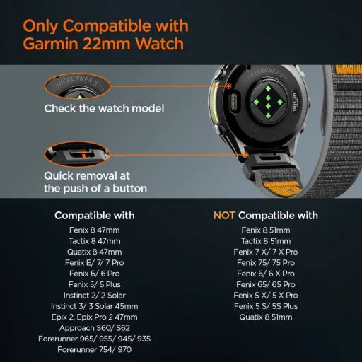 Spigen Athlex Air Garmin QuickFit 22 mm aktívny čierno-oranžový remienok - 10