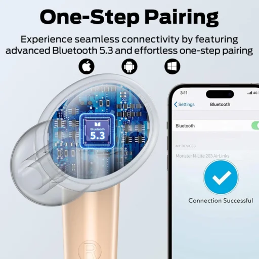 Monster N-Lite 203 AirLinks, zlaté bluetooth slúchadlá - 5