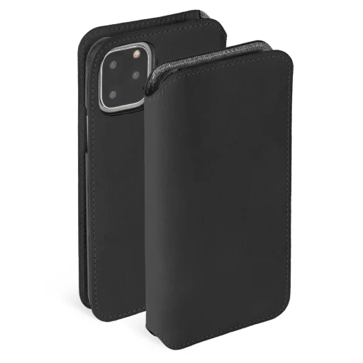 Krusell Sunne PhoneWallet Apple iPhone 11 Pro Max kožené vyklápacie puzdro, vintage čierna - 1