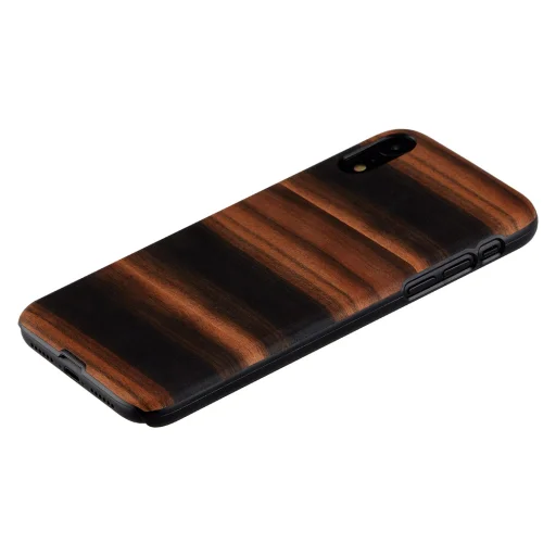 MAN&WOOD iPhone XR ebenovo čierne puzdro s imitáciou dreva - 2