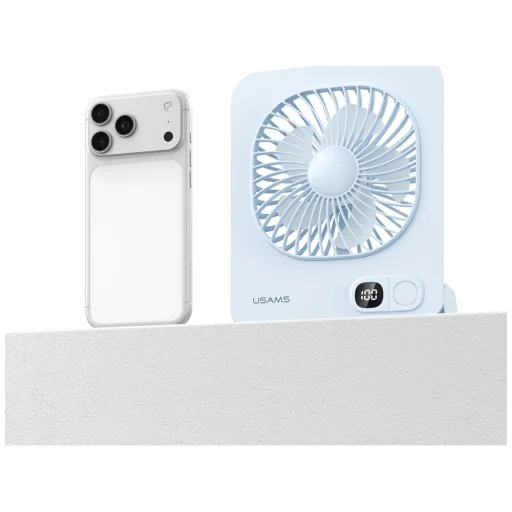 USAMS ZB363 magnetický stolný ventilátor modrý - 3