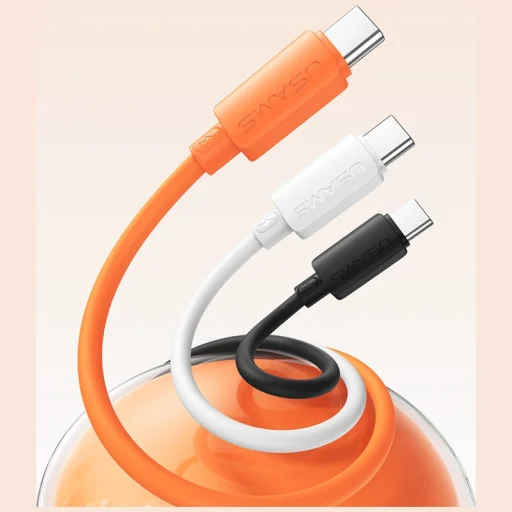 USAMS U98 60 W 3 A silikónový rýchlonabíjací USB-C - USB-C kábel oranžový - 2