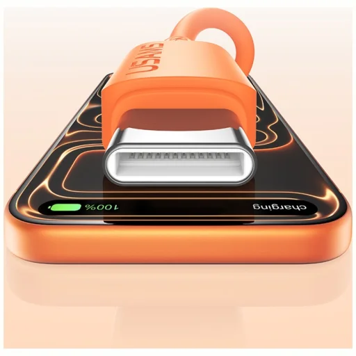 USAMS U98 60 W 3 A silikónový rýchlonabíjací USB-C - USB-C kábel oranžový - 4