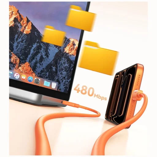 USAMS U98 60 W 3 A silikónový rýchlonabíjací USB-C - USB-C kábel oranžový - 9