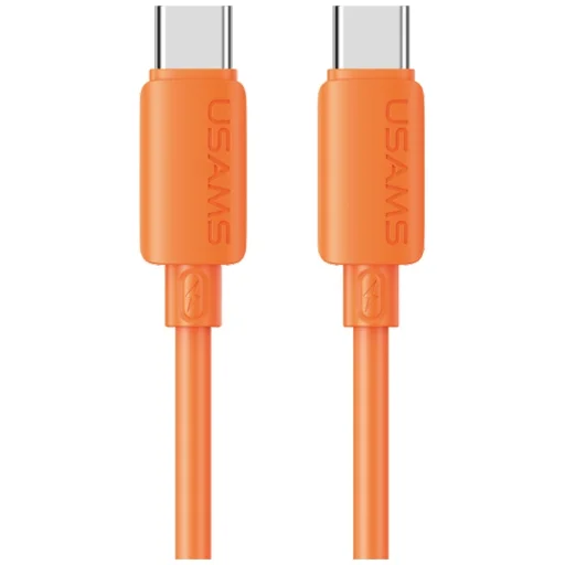 USAMS U98 30W 3A silikónový rýchlonabíjací kábel USB-C – Lightning oranžový - 1