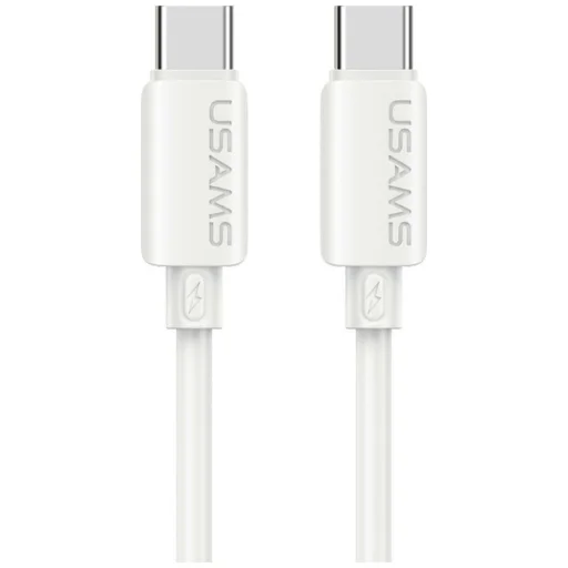 USAMS U98 60W 3A silikónový rýchlonabíjací kábel USB-C – USB-C biely - 1