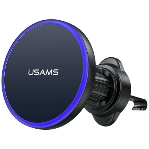 USAMS čierny držiak na telefón do auta s bezdrôtovým nabíjaním do mriežky ventilácie - 1