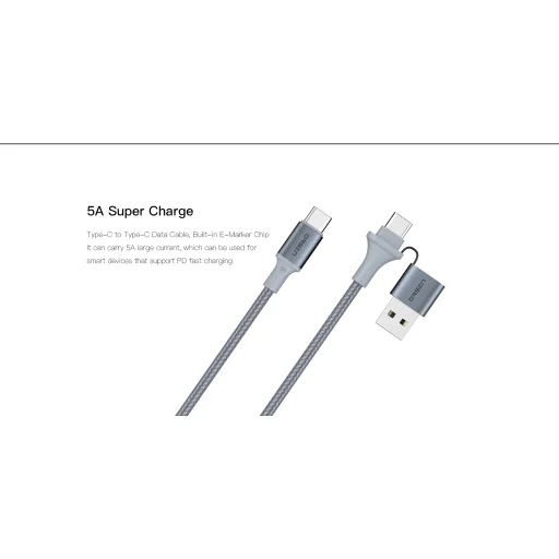 Orsen S8 2 v 1 USB a Type-C 5A 1,5 m čierny kábel - 5