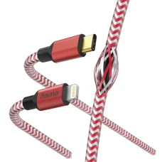 Hama 00201562 reflexný nabíjací kábel USB-C - Lightning 1,5 m nylonový červený kábel