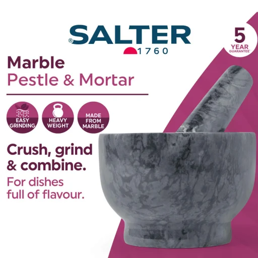 Salter BW118521 fekete márvány mozsár és törő - 8