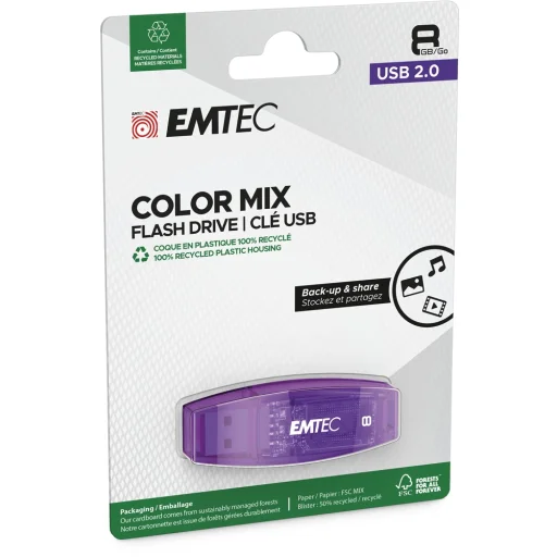 Emtec USB 2.0 C410 8GB lila pendrive - 2
