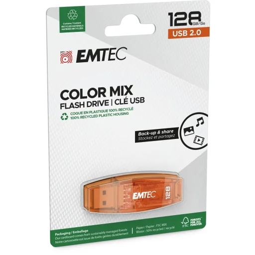 Emtec USB 2.0 C410 128GB narancssárga pendrive - 2