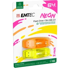 Emtec USB 2.0 C410 64GB Neon 2 db USB flash meghajtó