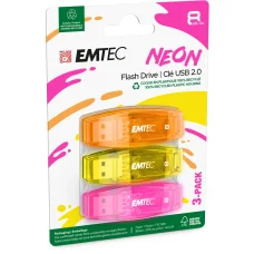 Emtec USB 2.0 C410 8GB Neon 3 db pendrive