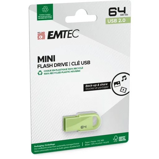 Emtec USB 2.0 D250 64GB Mini Green pendrive - 2
