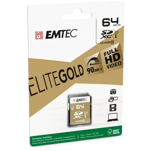 Emtec SDXC 64GB UHS-I U1 EliteGold memóriakártya - 2