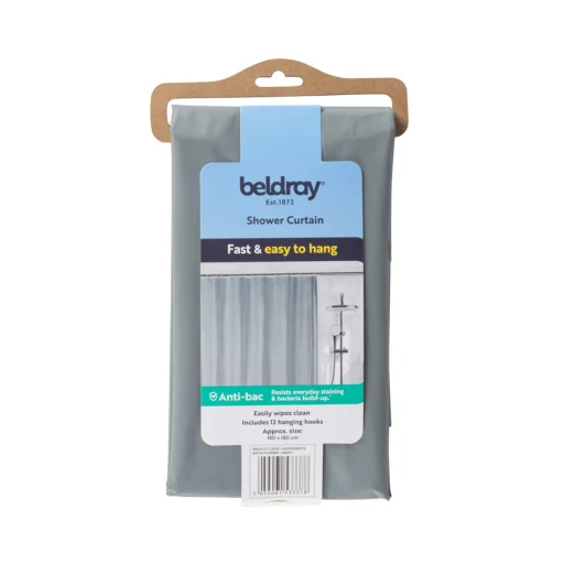 Beldray LA028268LGRYUFFEU7 antibakteriális zuhanyfüggöny szürke - 5