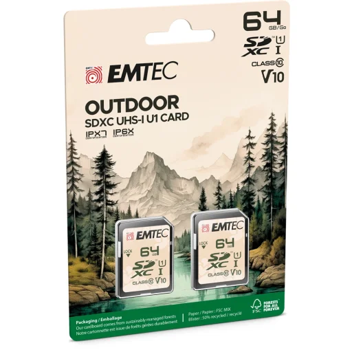 Emtec SDXC 64 GB UHS-I U1 V10 kültéri memóriakártya, 2 db - 2
