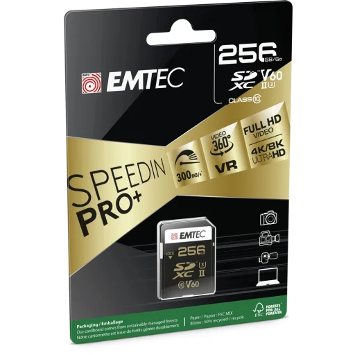 Emtec SDXC 256GB UHS-II V60 SpeedIN Pro+ memóriakártya - 2