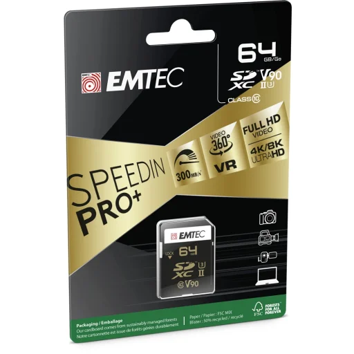 Emtec SDXC 64GB UHS-II U3 V90 SpeedIN Pro+ memóriakártya - 2