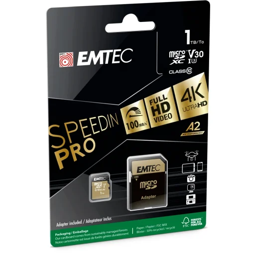 Emtec MicroSDXC 1TB UHS-I U3 V30 A2 SpeedIN Pro memóriakártya - 2