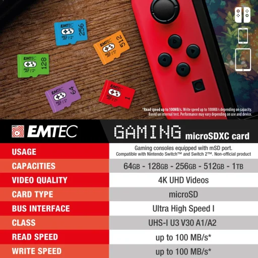Pamäťová karta Emtec MicroSDXC 256GB UHS-I U3 V30 A1 Gaming Blue - 6