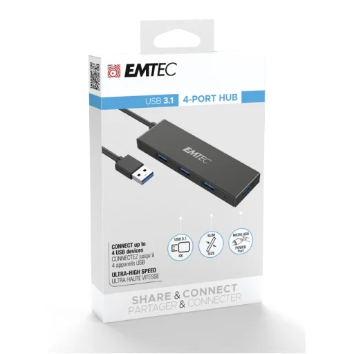 Emtec Hub Ultra Slim USB 3.2 4 portos USB-A elosztó - 4