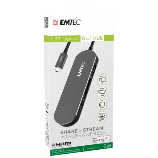 Emtec HUB 6 v 1 Type-C T650C USB-C rozbočovač - 9