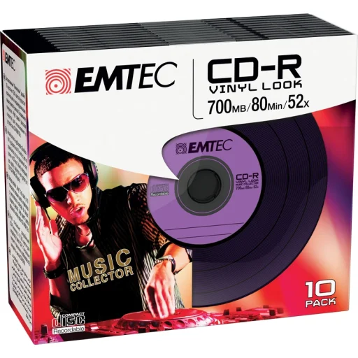Emtec CD-R 700MB 52x Vinyl Look 10 ks - 5