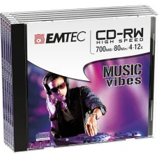 Emtec CD-RW 700 MB 4–12x Music Vibes 5 ks prepisovateľných CD