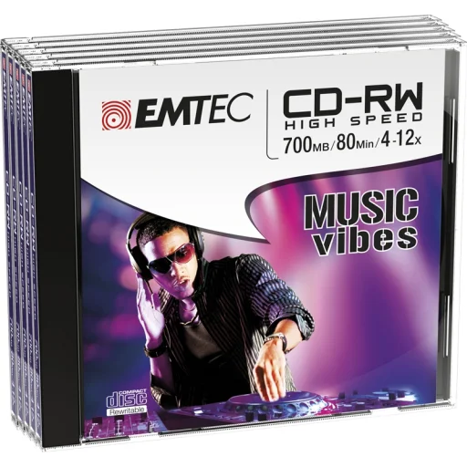 Emtec CD-RW 700 MB 4–12x Music Vibes 5 ks prepisovateľných CD - 1