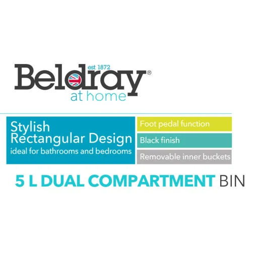 Beldray LA035235BLKFEU7 5-litrový dvojkomorový odpadkový kôš – čierny - 4