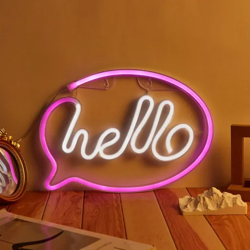 Manta SNL08PKT Style Neon Lights HELLO Pink/White dekoračná lampa - 3