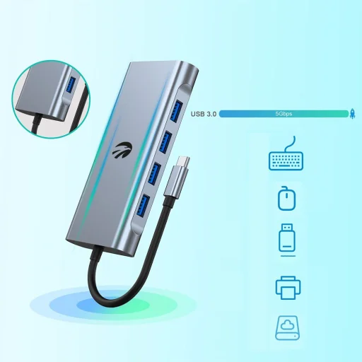 Hawk HW-HUB1101 11 v 1 USB-C adaptér - 9