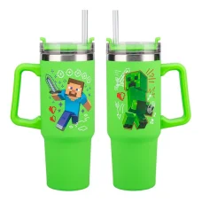Paladone Minecraft Green 900 ml-es hőszigetelt pohár szívószállal