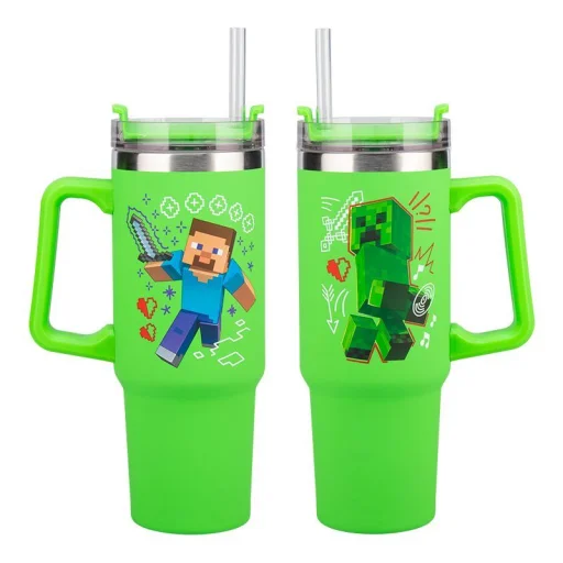 Paladone Minecraft Green 900 ml termo pohár so slamkou - 1