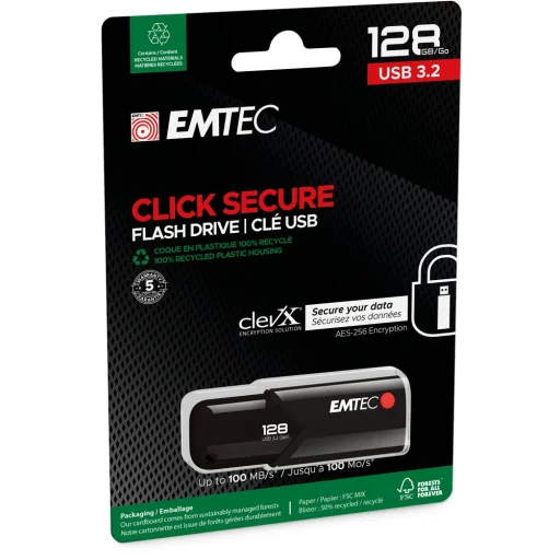 Emtec USB 3.2 Click Secure B120 128GB pendrive - 3